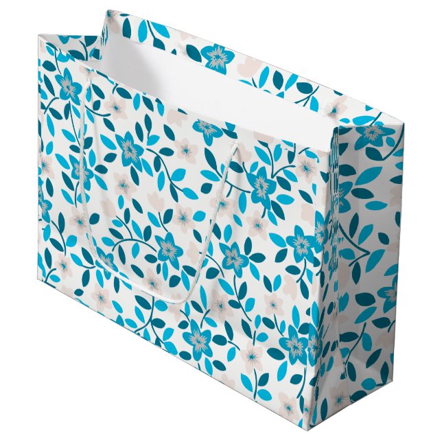 Cute white blue seamless vår blommor mönster (Framsidan Vinklad)