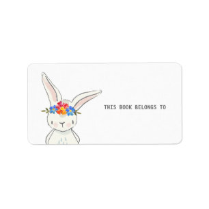 Cute White Bunny i Bok i Tillhör till etiketter Adressetikett