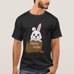 Cute White Bunny i Chocolate Egg Glad påsk T Shirt