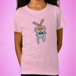Cute White Bunny Kanin Tumbs Uppåt Orange Nose T Shirt