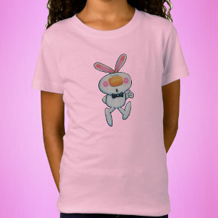 Cute White Bunny Kanin Tumbs Uppåt Orange Nose T Shirt
