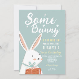 Cute White Bunny lite Bunny Turning en födelsedag Inbjudningar