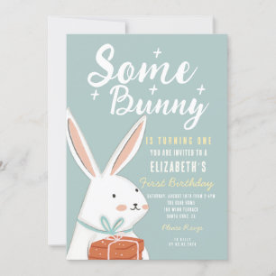 Cute White Bunny lite Bunny Turning en födelsedag Inbjudningar