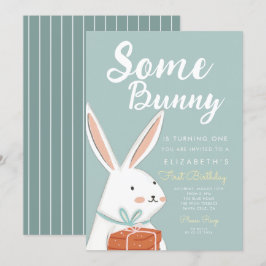 Cute White Bunny lite Bunny Turning en födelsedag Inbjudningar