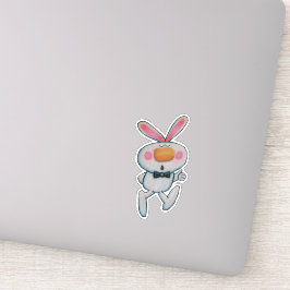 Cute White Bunny Orange Nose Thumbs Up Sign Klistermärken