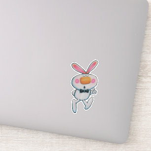 Cute White Bunny Orange Nose Thumbs Up Sign Klistermärken