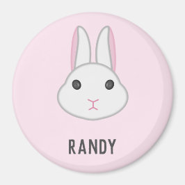 Cute white bunny på rosa magnet
