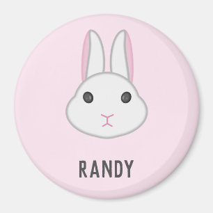 Cute white bunny på rosa magnet