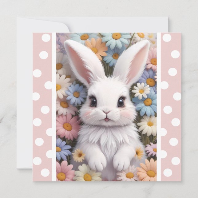Cute White Bunny Pastel Daisy Flowers (Framsida)