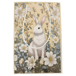 Cute White Bunny Pastel Gult Blommigt