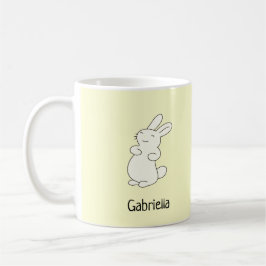 Cute white bunny personlig namn gult kaffemugg