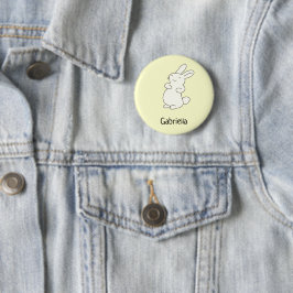 Cute white bunny personlig namn gult knapp