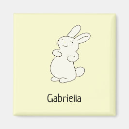 Cute white bunny personlig namn gult magnet
