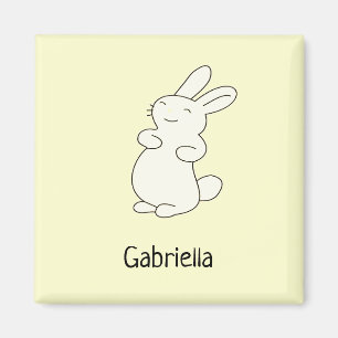 Cute white bunny personlig namn gult magnet