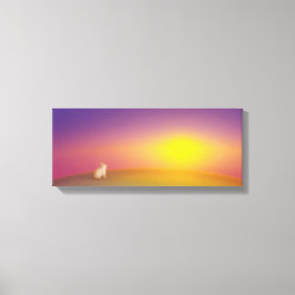 Cute White Bunny Rabbit på Grassy Backe vid Solupp Canvastryck