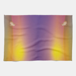 Cute White Bunny Rabbit på Grassy Backe vid Solupp Kökshandduk