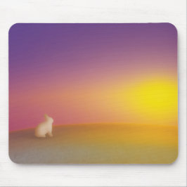 Cute White Bunny Rabbit på Grassy Backe vid Solupp Musmatta