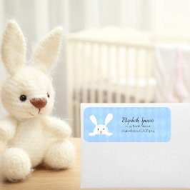 Cute White Bunny Rabbit Returadress | BABY BLUE Returadress Etikett