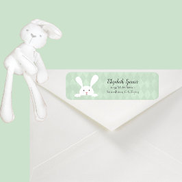 Cute White Bunny Rabbit Returadress | GRÖNT Returadress Etikett