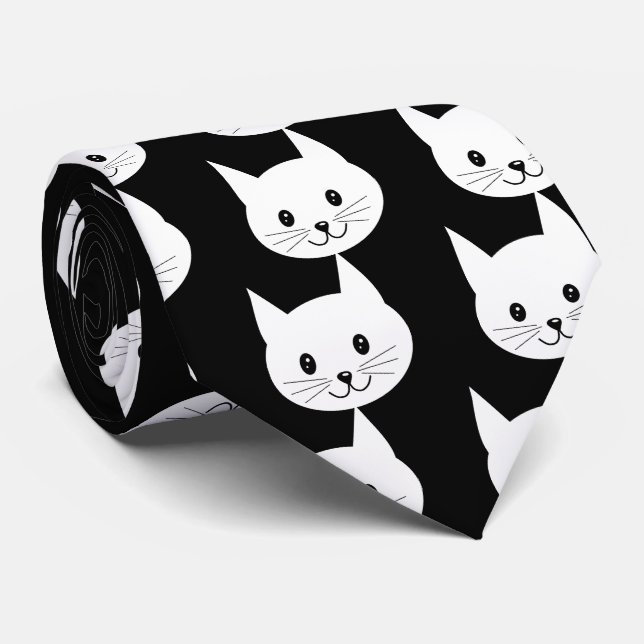 Cute White Cat Ansikte Mönster Slips (Rullad)