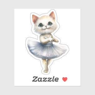 Cute white cat ballerina dansballet klistermärken