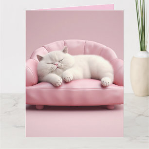 CUTE WHITE CAT BIRTHDAY GREETING CARD TACK KORT