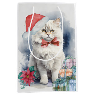 Cute White Cat i Santa Hat-julklapp