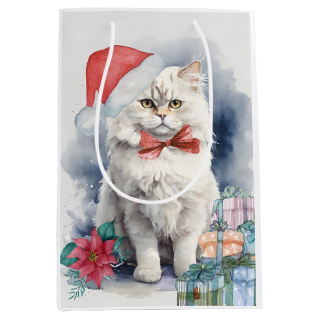 Cute White Cat i Santa Hat-julklapp (Framsidan)