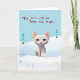 Cute White Cat i Snö-julkort Helgkort