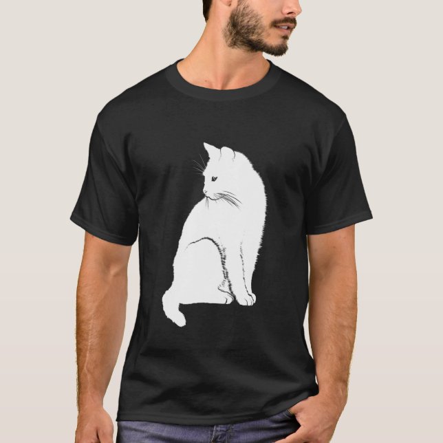 Cute White Cat Kitten Graphic T Shirt (Framsida)