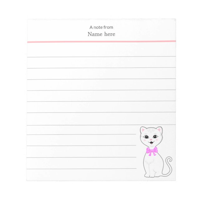 Cute White Cat Led Anteckningsblock (Framsida)