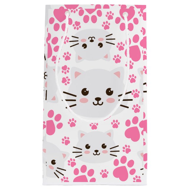Cute White Cat och Rosa Tass (Framsidan)