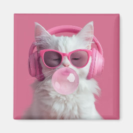  Cute  White Cat  – Personalized Magnet