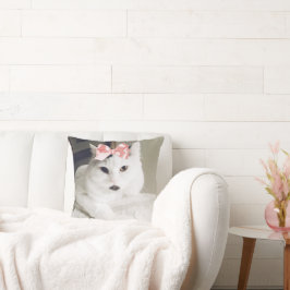 Cute White Cat Pet Anpassningsbar Photo Dekorativ Kudde