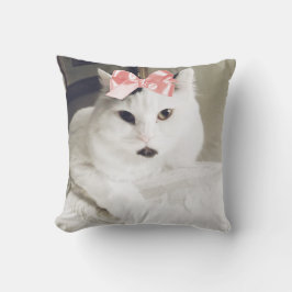 Cute White Cat Pet Anpassningsbar Photo Dekorativ Kudde