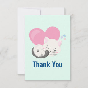 Cute White Cat Sleeping Tack Kort