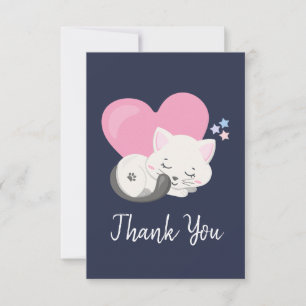 Cute White Cat Sleeping Tack Kort