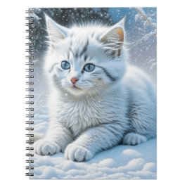 Cute White Cat som spelar i Snö Anteckningsbok