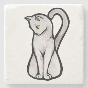 Cute White Cat Stenunderlägg