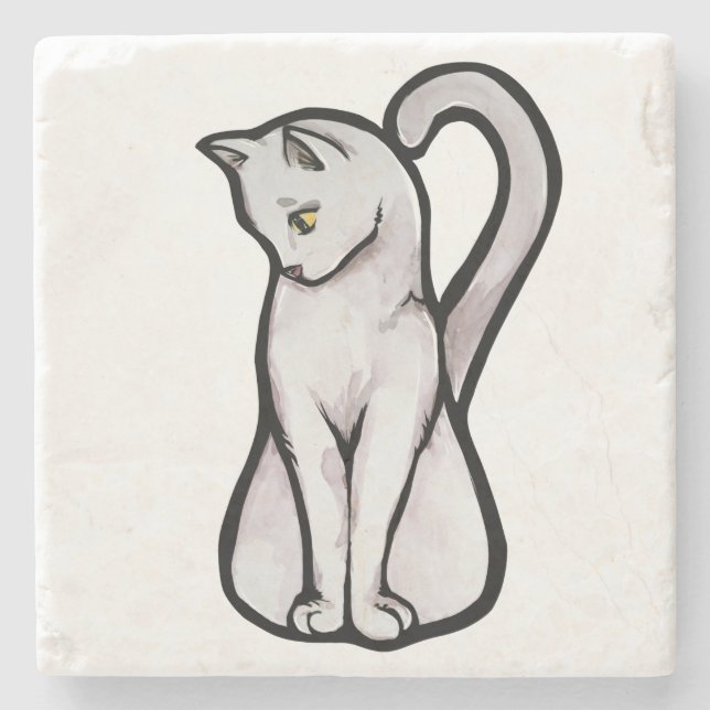 Cute White Cat Stenunderlägg (Framsidan)