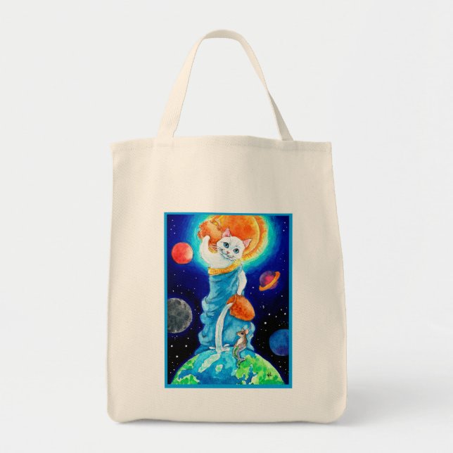 Cute White Cat Vatten Goddess Tote Bag Tygkasse (Framsidan)