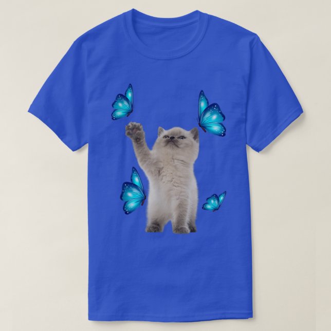 Cute White Cat With Butterfly Cat adoption For Cat T Shirt (Design framsida)