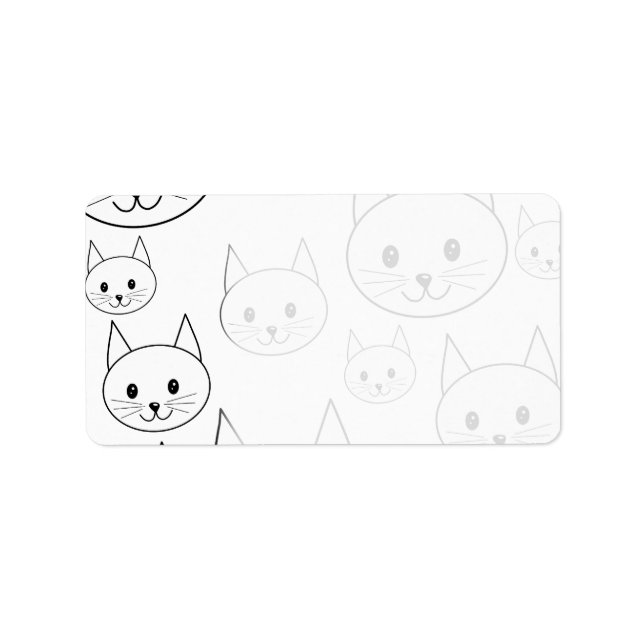 Cute White Cats Mönster. Adressetikett (Framsidan)
