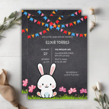Cute White Chalkboard Bunny Baby Shower