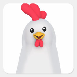 Cute White Chicken / Tupp Fyrkantigt Klistermärke