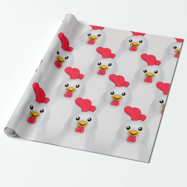 Cute White Chicken / White Tupp Presentpapper (Utrullad)