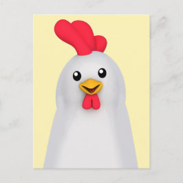 Cute White Chicken / White Tupp Vykort