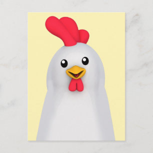 Cute White Chicken / White Tupp Vykort