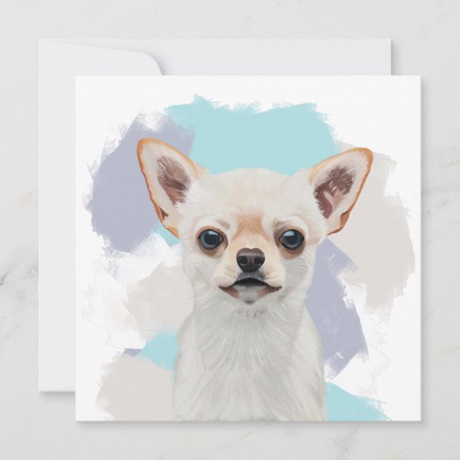 Cute White Chihuahua Hund Abstrakt Blue Background (Framsida)