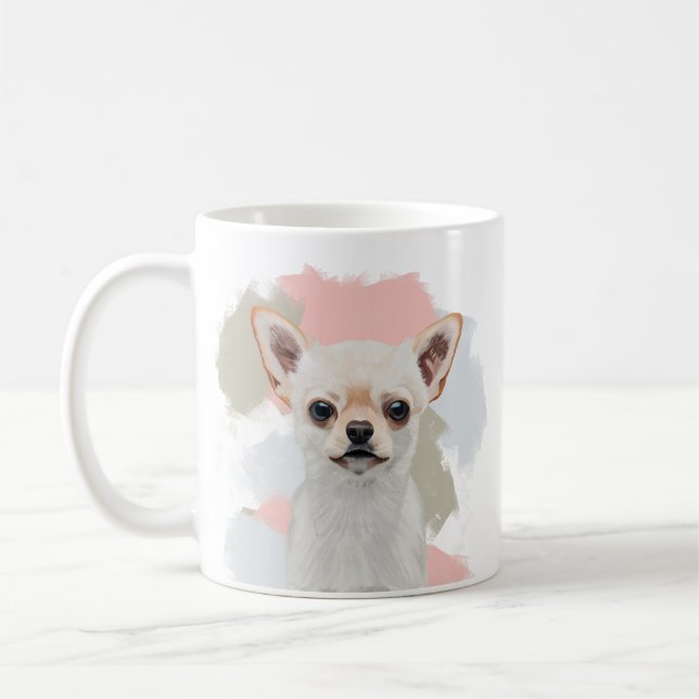 Cute White Chihuahua Hund Kaffemugg (Vänster)